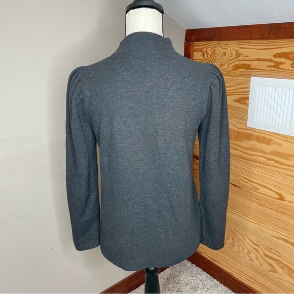 Madewell (Re)sourced Plush Mockneck Puff Sleeve Top in Charcoal Grey Small - Picture 3 of 9